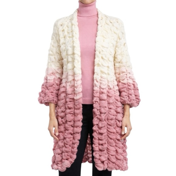 Sweaters - Pink & Cream Hand Knit Sweater
